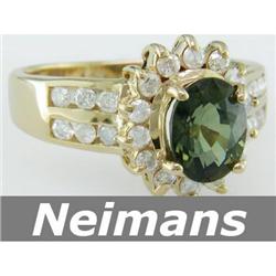 Certified  3.75 ct Tourmaline & Diamond Ring 14kt Gold