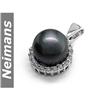 Image 1 : Certified 11MM Black Tahitian Pearl & Diamond Pendant