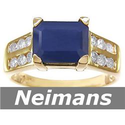 USGL Certified 2.75 ct Sapphire & VS Diamond Ring 14kt