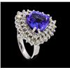 Image 4 : 5.79 ctw Tanzanite and Diamond Ring - 14KT White Gold