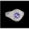 0.90 ctw Tanzanite and Diamond Ring - 14KT White Gold