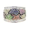 Image 2 : 1.64 ctw Multi-colored Gemstone and Diamond Wide Band - 18KT Yellow And White Go