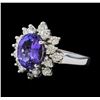 Image 1 : 3.02 ctw Tanzanite and Diamond Ring - 14KT White Gold