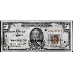 1929 $50 Federal Reserve Bank Note Cleveland