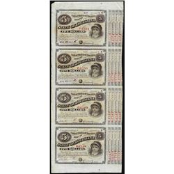 Uncut Sheet of (4) State of Louisiana Baby Bond Obsolete Notes