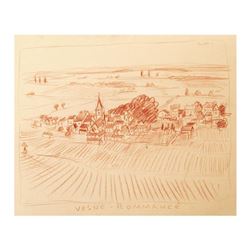 Wayne Ensrud "Village Of Vosne Romanee - Burgundy, France" Original Pastel on Paper