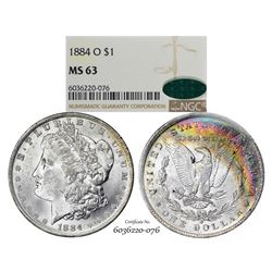 1884-O $1 Morgan Silver Dollar Coin NGC MS63 CAC Amazing Toning
