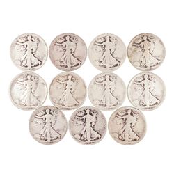 Lot of (11) 1918-P/D/S Walking Liberty Half Dollar Coins