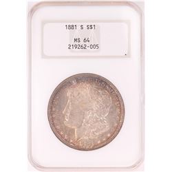 1881-S $1 Morgan Silver Dollar Coin NGC MS64