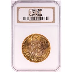 1926 $20 St. Gaudens Double Eagle Gold Coin NGC MS62