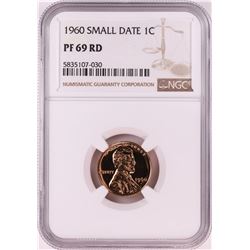 1960 Small Date Proof Lincoln Memorial Cent Coin NGC PF69RD