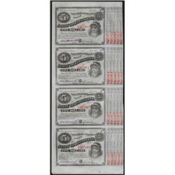 Uncut Sheet of (4) State of Louisiana Baby Bond Obsolete Notes