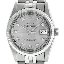 Rolex Men's Stainless Steel 36MM Diamond Oyster Perpetual Datejust Watch