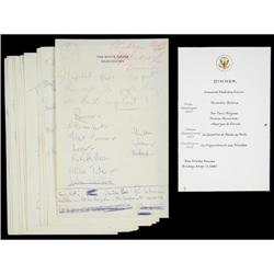 Kennedy, Jacqueline - Notes For A WH Dinner Party