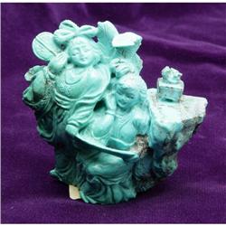 Nice Little Figural Group, Carved from a Large Turquois
