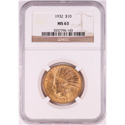 1932 $10 Indian Head Eagle Gold Coin NGC MS63