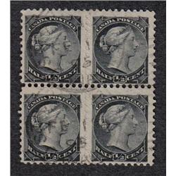 #34b USED BLOCK OF 4 WITH TWO IMPERF HORIZ. PAIR