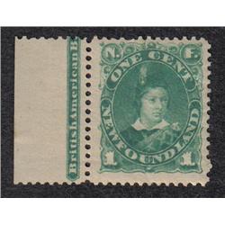 NEWFOUNDLAND #44a XF-NH WITH INSCRIPTION MARGIN