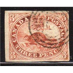 Canada #4 VF-USED BIG MARGIN IMPERF BEAVER