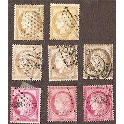 France USED #61-62-63 (Yvert 55-55a-56-56var-56a-57-57a-57var) CAT105€ ALL SELECT