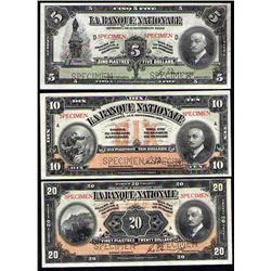 $5, $10, $20, $50 & $100 SPECIMEN SET 1922 (LA BANQUE NATIONALE