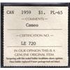 Image 3 : Canada 1$ 1959 PL-65 ICCS CERT.