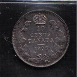 10¢ Canada 1905 AU-55 ICCS CERT