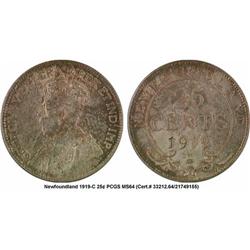 25¢ Newfoundland 1919-C MS-64 PCGS