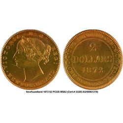 2$ Newfoundland 1872 MS62 PCGS