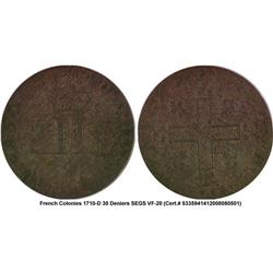 French Colonies 30 DENI 1710-D VF20 SEGS