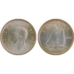 10¢ Canada 1942 MS64 ICCS
