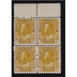 #113b F-VF NH STRAW SHADE BLOCK 4 *ADMIRAL* C$1200,00