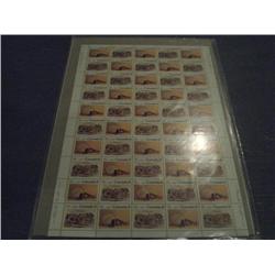 #574-75var XF-NH INDIANS FULL SHEET OF 50 FLUORESCENT PAPER SEALED