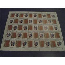 #580-71 XF-NH INDIANS FULL SHEET OF 50 PLAIN PAPER