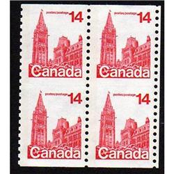 #730 XF-NH END OF STRIP IMPERF VERTICALY BLOCK 4
