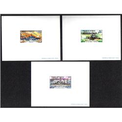 WALLIS & FUTUNA #207 to 209 PROOF DELUXE CARD *BOAT SAVORGNAN DE BRAZZA - 1944*