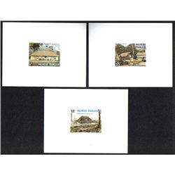 FRENCH POLYNESIE #478 to 480 PROOF DELUXE CARD *HOUSES*