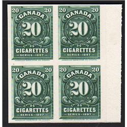 Canada CIGARETTES 20c BLOCK 4 - 1897 SERIES BLACK SHADE