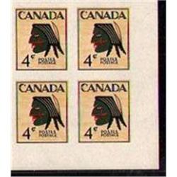 INDIAN ESSAY XF-NH IMPERF LR CORNER OF 4 UNISSUED STAMPS