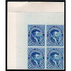 #19p UL XF IMPERF PROOF CORNER BLOCK CAT$1500,00 - RARE