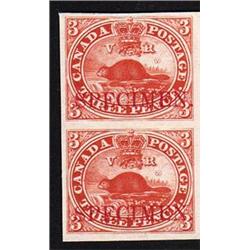 #1TC XF IMPERF PROOF PAIR *CARMINE SPECIMEN OVERPRINTED*