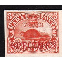 #1TC XF IMPERF PROOF SINGLE *CARMINE SPECIMEN OVERPRINTED*