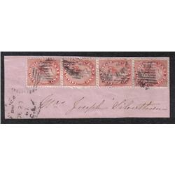 #14 RARE USED STRIP OF 4 ON PAPER