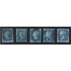 GREAT BRITTAIN #4 (FIVE VARIETY WITH IVORY HEAD VARIETY (SG#14c))