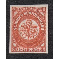 NEWFOUNDLAND #8 IMPERF XF-LH C$500,00