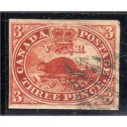 Canada #4a VF-USED BIG MARGIN IMPERF BEAVER