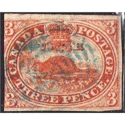 #4iv F-VF GREEN CANCEL IMPERF BEAVER C$300,00