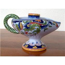 French Faience Chamberstick Lamp Desvres c1880 #1447614