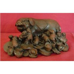 Rare Chinese Bronze FINE PIG & PIGLETS HEAVY #1447615