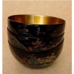 Japanese Black and Gold Bowls (set of three) #1448018